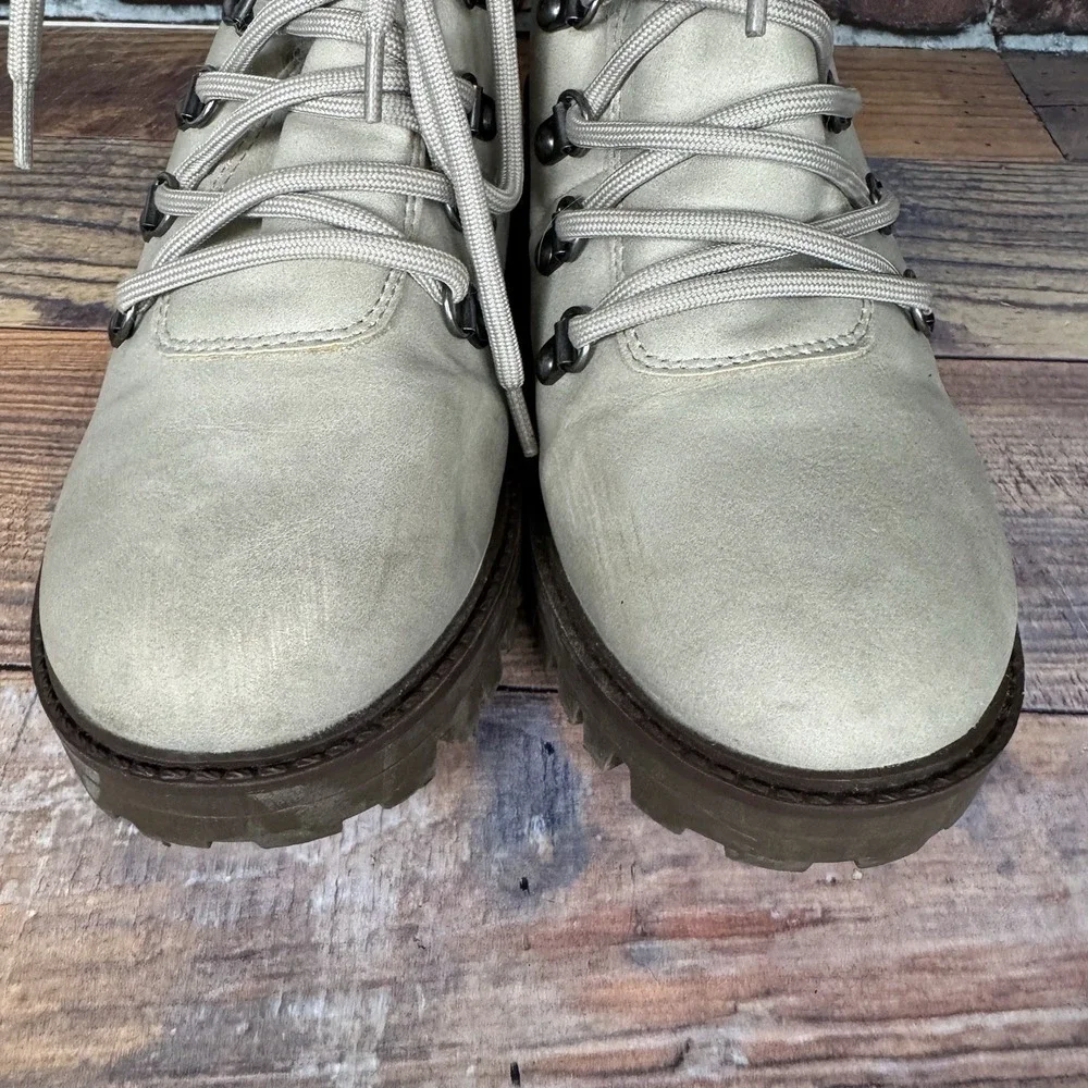 Union Bay Womens Sz 10 Ankle Bootie Winter Boots Suede Faux Fur Lace Up Kingston